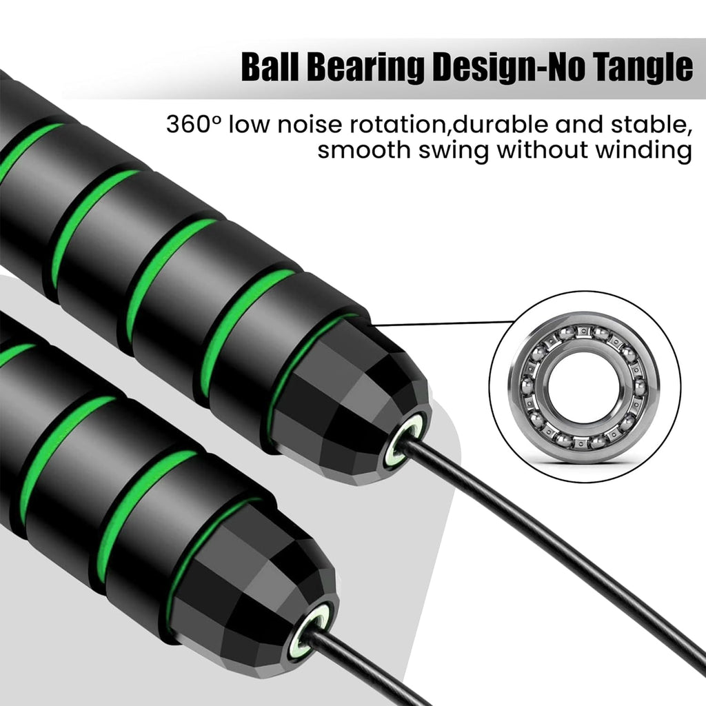 Premium Sports Speed Skipping Rope, Jump Rope with Pvc Handle, Multicolor Pvc Pencil Skipping Rope for Men, Women, Boys & Girls (Black &Green)