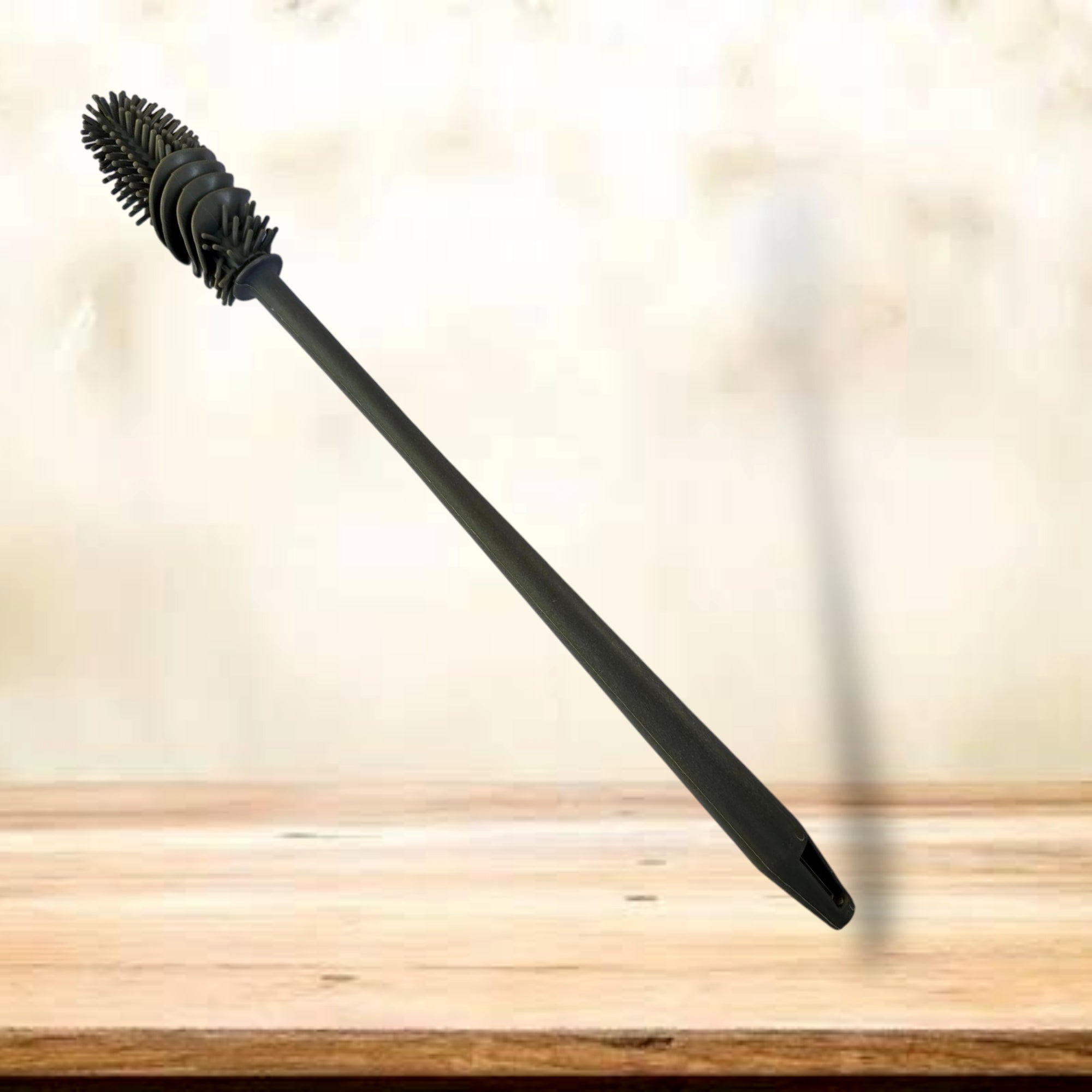 Kitchen4U - Bottle Cleaning Brush Silicone Long Handle for Baby Bottle, Water Bottle, Containers, Vase and Glass Cleaner (31-CM-Silicone-Grey-Brush)