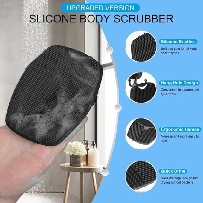 Body Scrubber for Bathing - Dead Skin Remover, Super Soft Silicone Body Shower Scrub, Reusable Body Cleansing Brush