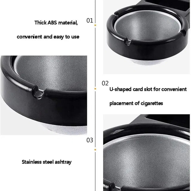 Stainless Steel Wall-Mounted Ashtray & Cigarette Lighter Storage Rack