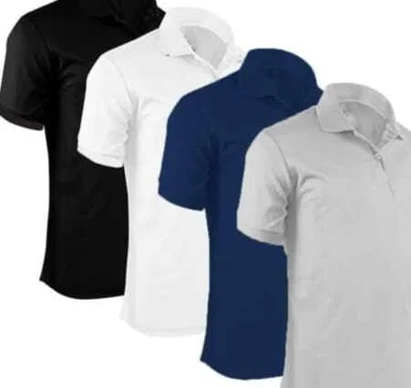 Polo Neck T-Shirt (Multicolor, M) (Pack of 4)