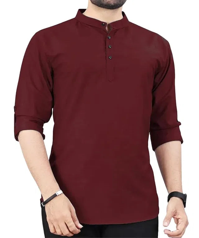 Men's Slim Fit Full Sleeve Cotton Short Kurta Pack of 3